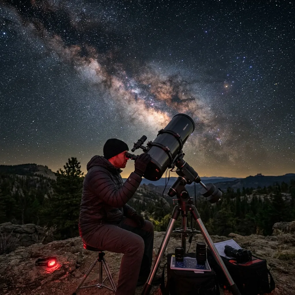 Observação astronômica noturna com telescópio Edge HD